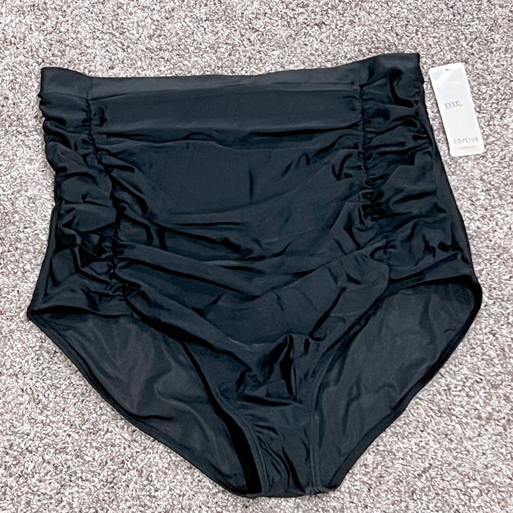 Shapermint Empetua womens XXXXL high waisted control black bikini bottom NWT